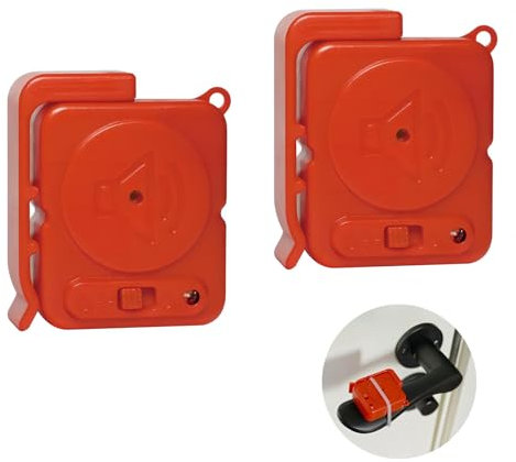 Mengshen 2 Lots d'alarmes de poignée de Porte, Petite Taille 120 DB, sirène d'alerte antivol pour la Maison, l'appartement et Les Voyages (Rouge)