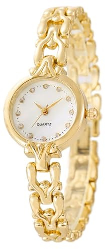 ADSBIAOYE Women Gold Bracelet Wrist watchs Minimalist Diamond watchs Stainless Steel Quartz Waterproof watchs (01 Gold)