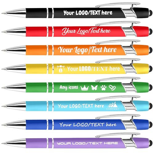 Personalised Pens Metal Ballpoint Pens with Stylus Customised LOGO and TEXT Engraving Bulk Order Wholesale Pens - Ideal for Business Promotions, Schools, and Event Giveaways, Quantity From 1 to 500