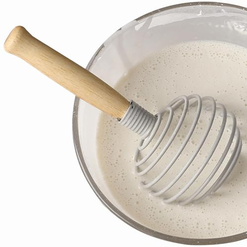 Sghtil Batteurs de cuisine pour mélanger, fouet à œufs, fouet à œufs, fouet en spirale en acier inoxydable, batteur manuel avec manche en bois, outils