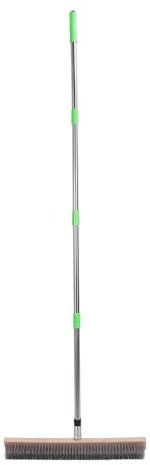 CHEOTIME Cepillo para fregar cubierta, escoba de alambre de acero inoxidable resistente con mango telescópico (15.7 a 62.9 pulgadas), cepillo de cerdas de metal rígido para