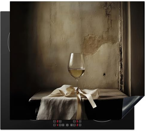 KitchenYeah© Protector Vitroceramica 60x52 cm Tapa para induccion Placa Encimera Cubre de Protectora Cocina Lazo - Beige - Blanco - Vino
