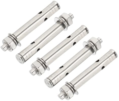 PATIKIL Tasselli a Espansione M8 x 70mm in Acciaio Inox 304, 5 Pz Bulloni a Testa Esagonale con Guaina Allungata per Calcestruzzo Cartongesso Progetti di Costruzione, Argento