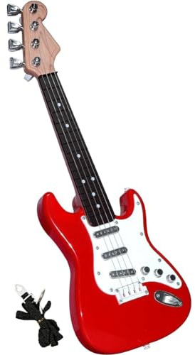 Lonrtesw Jouet de Guitare 17 Pouces pour Enfants, Instruments de Musique de Guitare Électrique à 4 Cordes pour Enfants, Jouet D'Instrument Électronique Portable Facile à Installer et à Utiliser, B