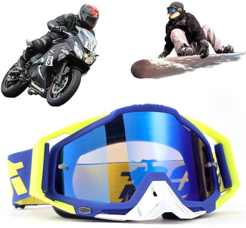 Yoihuqi Gafas de motocross, a prueba de viento y polvo, gafas para esquí, gafas para bicicleta todoterreno, gafas antiniebla y UV, gafas para carreras todoterreno, para ciclismo, ATV, UTV (Azul 1)