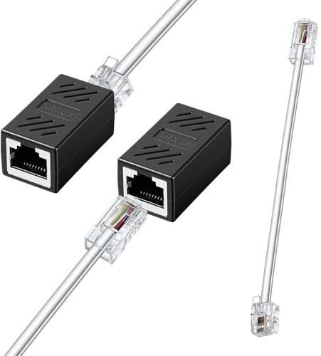 Qulkws 2 Pcs Phone Jack to Ethernet Cable Adapter, RJ45 to RJ11 Adapter, RJ45 8P8C Female to RJ11 6P4C Male Phone Lines for Landline Telephone Service