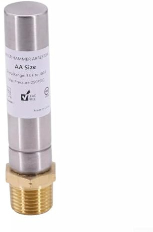 Amortiguador de golpe de ariete, 1/2 pulgadas, NPT, acero inoxidable, para lavadora, cocina, sistema de tuberías, reducción de ruido, compacto, plata
