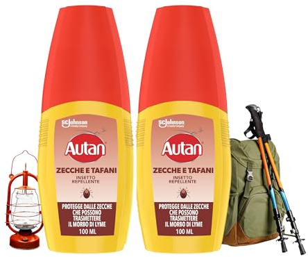 Autan Zecche e Tafani Vapo, Spray Antizecche e Antizanzare Comuni, Tigre e Tropicali, Insetto Repellente, Protezione fino a 12 ore, 2 Confezioni da 100ml