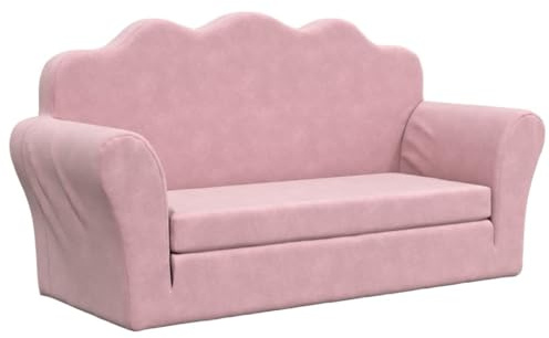 Generico Divano Letto per Bambini a 2 Posti Rosa in Morbido Peluche-357063