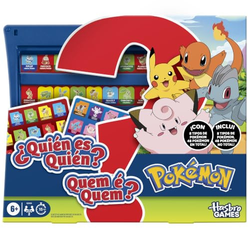 Vem är vem? Pokémon Edition | 48 Pokémon | Roliga familjebrädspel för barn | 2 spelare | 15 minuter | Resespel | Ålder: 6+ - Spansk och portugisisk version