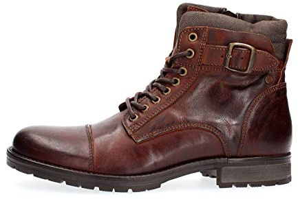 JACK & JONES - Jfwalbany Leather Brown Stone STS, Botas Estilo Motero Hombre, Marrón, 40 EU