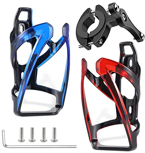 BEEK, Portavasos para bicicletas, juego de 2 unidades, soporte para botellas de agua ligero con 1 adaptador para soporte de botella, soporte para botella para bicicleta de carretera y montaña