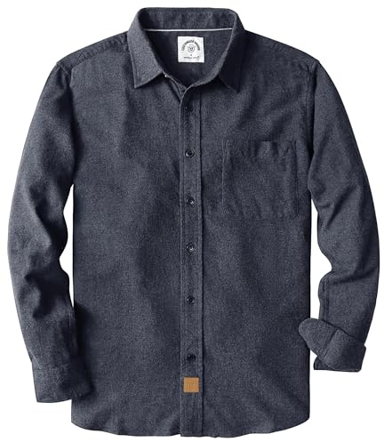 Dubinik® 6 oz Camicia Flanella Uomo Quadri Button Down Leggera Camicia Cotone Casual Regular Fit Nera M