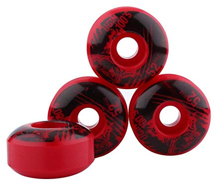 Tyenaza Roller Skate,4 Pezzi Ruote per Skateboard, 52 Mm X 30 Mm, Stile Classico e Resistente, in Poliuretano, per Skateboard, Skateboard, 4 Colori, Colore: Rosso