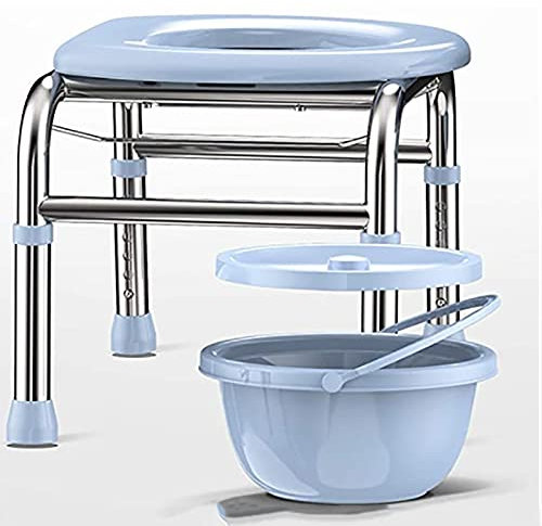 SUMBITOD Chaise Pot Adulte, Chaise percée en Acier Inoxydable, Toilette accroupie Portable Pliable réglable en Hauteur