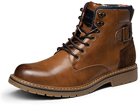 Bruno Marc Men's Work & Motorcycle Boots, Classic Riding Hiking Walking Short Ankle Lace Up Shoes for Boy,Size 9,Brown,SBBO2215M-E