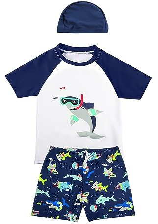 SWAUSWAUK Costume Bagno Bambino 2 ai 10 Anni - Protezione UV Maglietta Nuoto Bambino e Pantaloncini Bagno UPF 50+