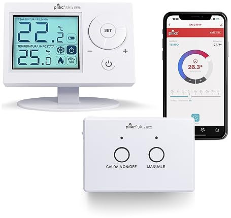 Plikc - Thermostat d'ambiance numérique SKI 2 RFW (Blanc WiFi sans fil)