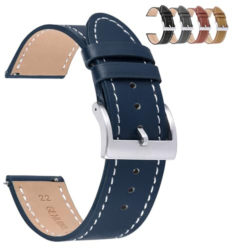 Spolife Leather Watch Straps for Men Women, Quick Release Watch Strap With Stainless Buckle, Replacement Watchbands 18mm 20mm 22mm