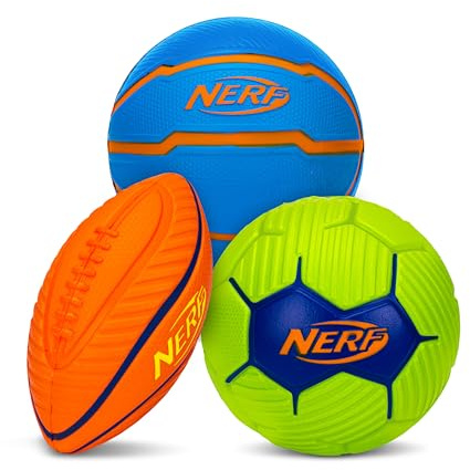 Nerf Kids Mini Foam Sports Ball Set - Soft Foam Football, Soccer Ball + Basketball for Kids - All Sport Mini Set - Indoor + Outdoor Youth Balls - Perfect Toy - Multi