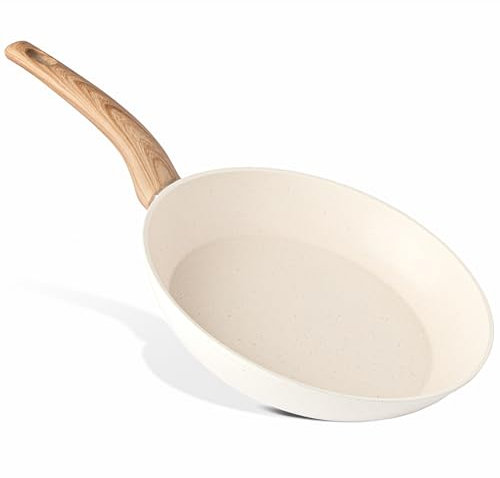 Nuovva Induction Hob Frying Pan Set – Non Stick Chef's Pan & Wok – 18cm Cream Granite