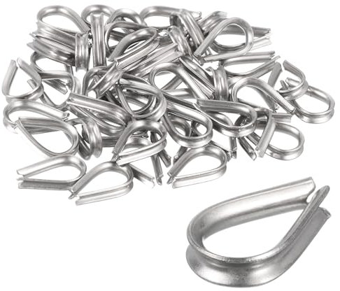 sourcing map 50 dedales de acero inoxidable M1.5 para cuerda de alambre de 1,5 mm de diámetro, dedales de cable de cuerda de alambre para marina, vela de sombra, valla