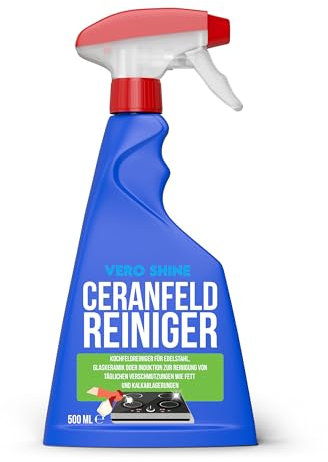 Vero Shine Ceranfeldreiniger (500ml), Ceranfeld Reiniger für Glaskeramik und Cerankochfeld Reiniger – Glaskeramik Reiniger für eingebrannte Rückstände und Kalkablagerungen