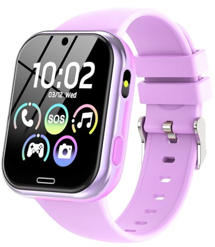 Montre Connectée Enfant - Smartwatch Téléphone Pour Fille Garçon avec Appel SOS, Réveil, 19 Jeux, Montre Intelligente Enfants de 4 à 12 Ans Cadeau avec Musique, Appareil Photo, Lampe Poche, Violet