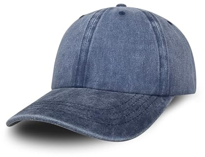 Bella Accessori Cappellino da Baseball Unisex Vintage Lavato 100% Cotone Morbido Berretto Regolabile Visiera Curva Casual Classico per Sole Sport e Tempo Libero-Blu Jeans