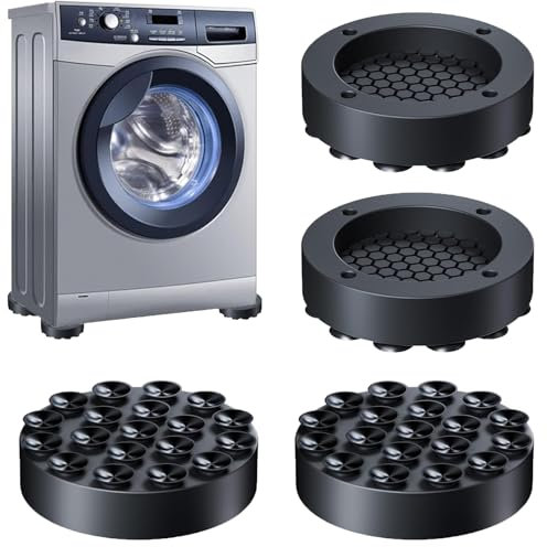 Rmerasor Schwingungsdämpfer Waschmaschine, 4 Stück Waschmaschine Füße Pad, Vibrationsdämpfer, Antivibrationsmatte Waschmaschine, Waschmaschinen Unterlage, für Waschmaschine Trockner, Kühlschrank,Tisch