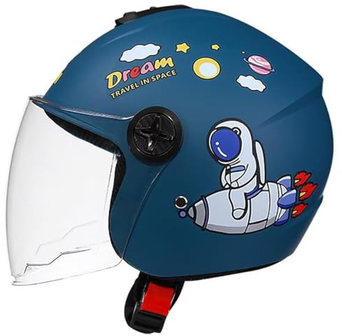 Cute Kids Motorcycle Novelty Half Helmet, Retro Youth 3/4 Open Face Lightweight Commuter V Helmet with Visor for Boys Girls Skateboard Chopper Moped Cruiser, DOT Approved(D)