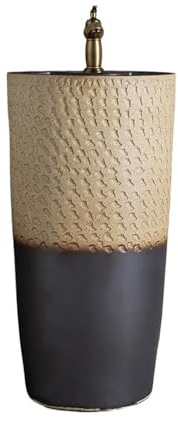 Lavandino a piedistallo Lavandino in ceramica con piedistallo, rubinetto e kit di scarico, lavabo monoblocco for bagno, balcone, giardino