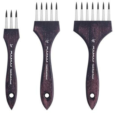 Fuumuui 3Pcs Multi-Head Premium Nylon Round Comb Paint Brushes | Multi-Tooth Painting For Watercolour Acrylic Painting, Ideal Tool for Textures and Special Effects