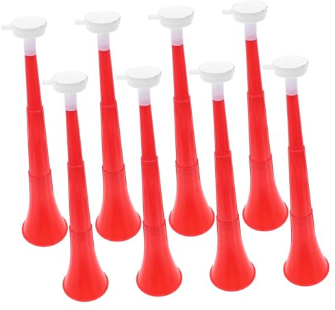 TOYANDONA 8pcs Collapsible Stadium Horn Red Vuvuzela Trumpet for Football Games Loud Megaphone for Sports Events Birthday Blow Horn Party Favor for Carnivals and Cheering
