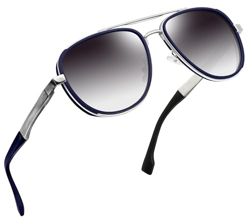 Joopin Occhiali da Sole Uomo Polarizzati Pilota Goccia Premium Montatura Metallo Cardini a Molla 100% UV400 Protezione Occhiali da Sole Donna (Neri Sfumati)
