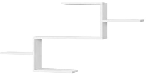 [en.casa] Mensola da Parete con 5 Ripiani e Vani Portaoggetti Scaffale a Muro Sospeso Espositore Pensile per Soggiorno Studio Corridoio 104 x 15 x 50 cm - Bianco