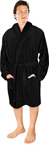 NY Threads Lujo Bata de Forro para Hombre - Batas De Estar En Casa de Súper Suave (XL, Negro)