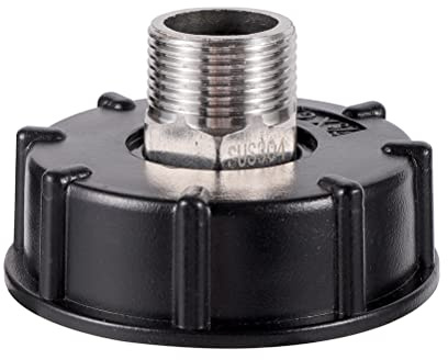 FOGWOWO IBC S60X6 adattatore per serbatoio dell'acqua filettatura grossa con raccordo per tubo flessibile raccordi per beccuccio valvola in acciaio inossidabile (3/4 Filo esterno)