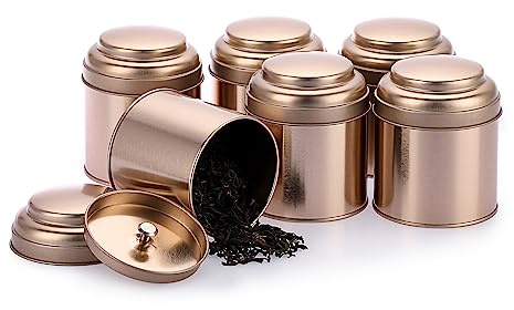 IGNPION Confezione da 6 contenitori in latta per tè sfusi da 226,8 g, contenitori ermetici per cucina, spezie, contenitori per alimenti, per tè, caffè, biscotti, zucchero