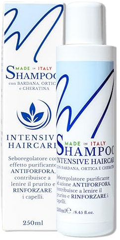 Shampoo Antiforfora Professionale Capelli Grassi con Cheratina. Aiuta a Lenire i Sintomi della Dermatite Seborroica. Senza Alcol e Profumo Dona Sollievo Da Irritazioni e Prurito (250 ml)