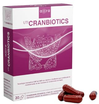 AORA UTI Cranbiotics - Probióticos Mujer 20 cápsulas | Arándano Rojo para Cistitis | Tratamiento de Candidiasis | Flora Íntima y Urinaria | Vitamina B | 100% Natural | Vegano