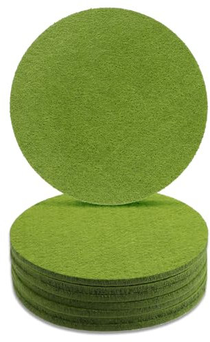 Bewudy 12 Stück Rund Filzuntersetzer, 10cm Glasuntersetzer Rutschfester Filz Untersetzer Set für Gläser Waschbarer Filzuntersetzer Rund Tassenuntersetzer für Becher Bier Tisch Bar Glas Flaschen(Grün)