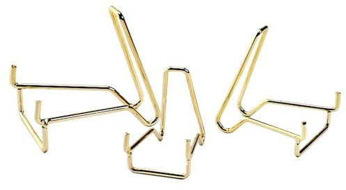 3 porte-photos dorés – Support de en métal, support de cadre photo, petit chevalet pour livres, assiettes décoratives, assiettes, photos, assiettes