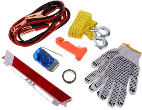 WEKADRIN Trousse à Outils D'urgence Voiture 8 Pièces Compacte Multifonction Pour Véhicule Kit Sécurité Routière Accessoires Automobile Utilitaire Conducteur