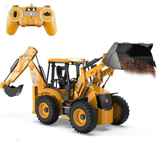 Genérico RC Retroexcavadora Cargador de Ruedas 11CH 2.4G Totalmente Funcional 1/20 Control Remoto Excavadora Bulldozer Back Hoe Camión Tractor Digger Vehículo de Construcción