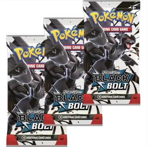 Pokémon TCG: Black Bolt Booster Packs x3 | Scarlet & Violet Series | English Pokémon Cards | Sister Set to White Flare | Titan Authenticated