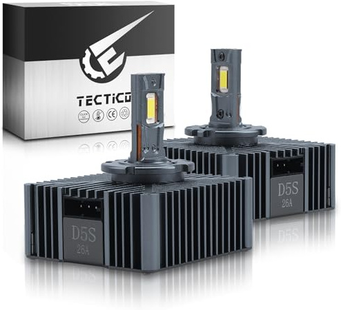 TECTICO D5S Bombillas LED para Faros de Coche, 90W 12000LM 6000K Blanco Frío, Luces Altas/Bajas Plug and Play, Reemplazo Directo OEM HID Xenón - 2 piezas