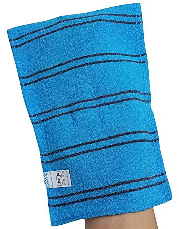 SONGWOL 10 Pack Korean Beauty Skin Large Exfoliating Bath Shower Towel Gloves Scrub Wash Clothes Made in Korea Blue