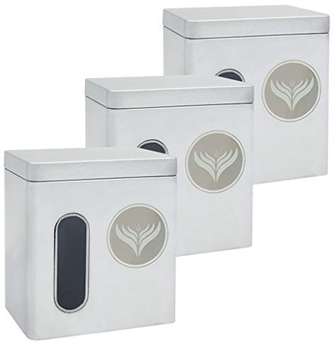 Azafran Gewürzdose, Vorratsdose, Teedose aus Metall rechteckig, luftdicht 3 Stk - 95 x 73 x 104 mm