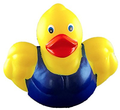 3 Bodybuilder Rubber Duck [Floats Upright] - Baby Safe Bathtub Bathing Toy